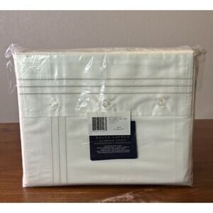 Ralph Lauren Organic Sateen Handkerchief Queen Duvet Cover White "Platinum" $500